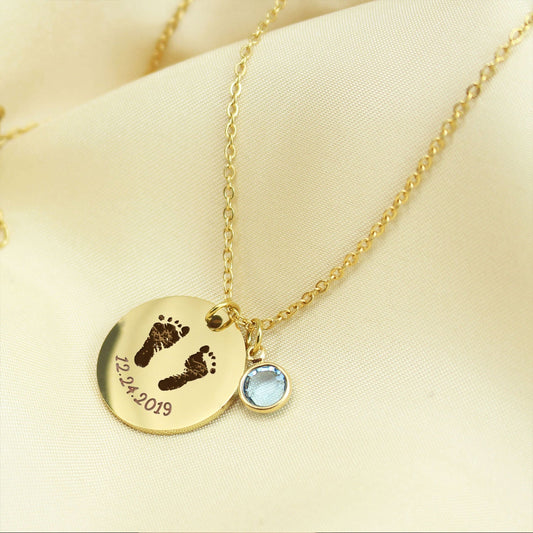 Custom Birthstone Name Hand and Foot Necklace