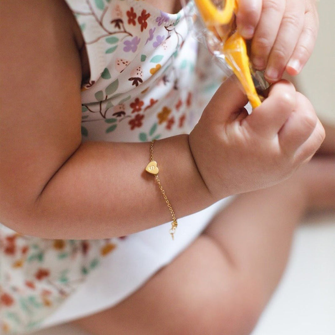 Personalized Tiny Heart Baby Initial Bracelet