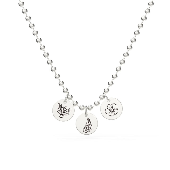 Personalized Childrens Necklace with Family Birth Flower