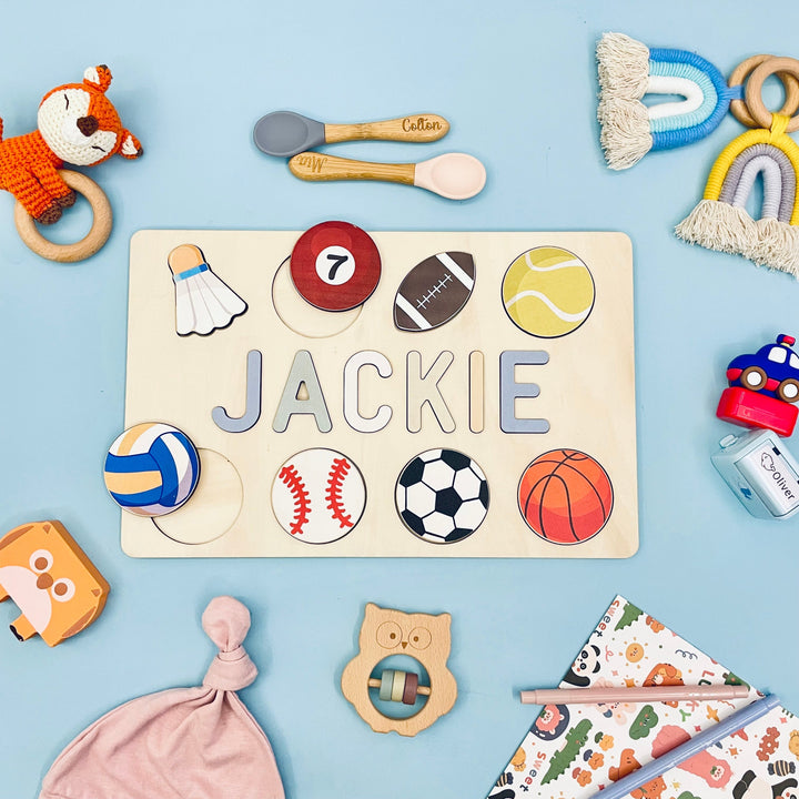 Custom Wooden Baby Name Puzzle with Balls
