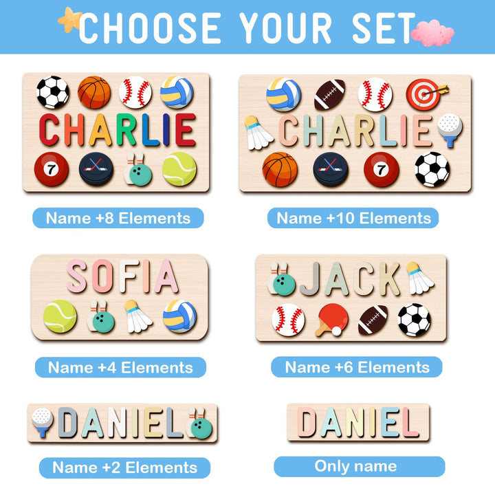 Custom Wooden Baby Name Puzzle with Balls