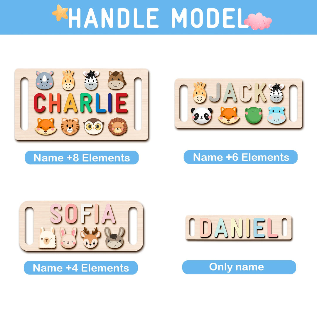 Custom Wooden Baby Name Puzzle with Handle