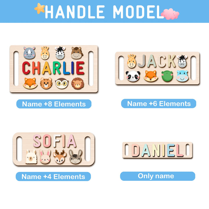 Custom Wooden Baby Name Puzzle with Handle