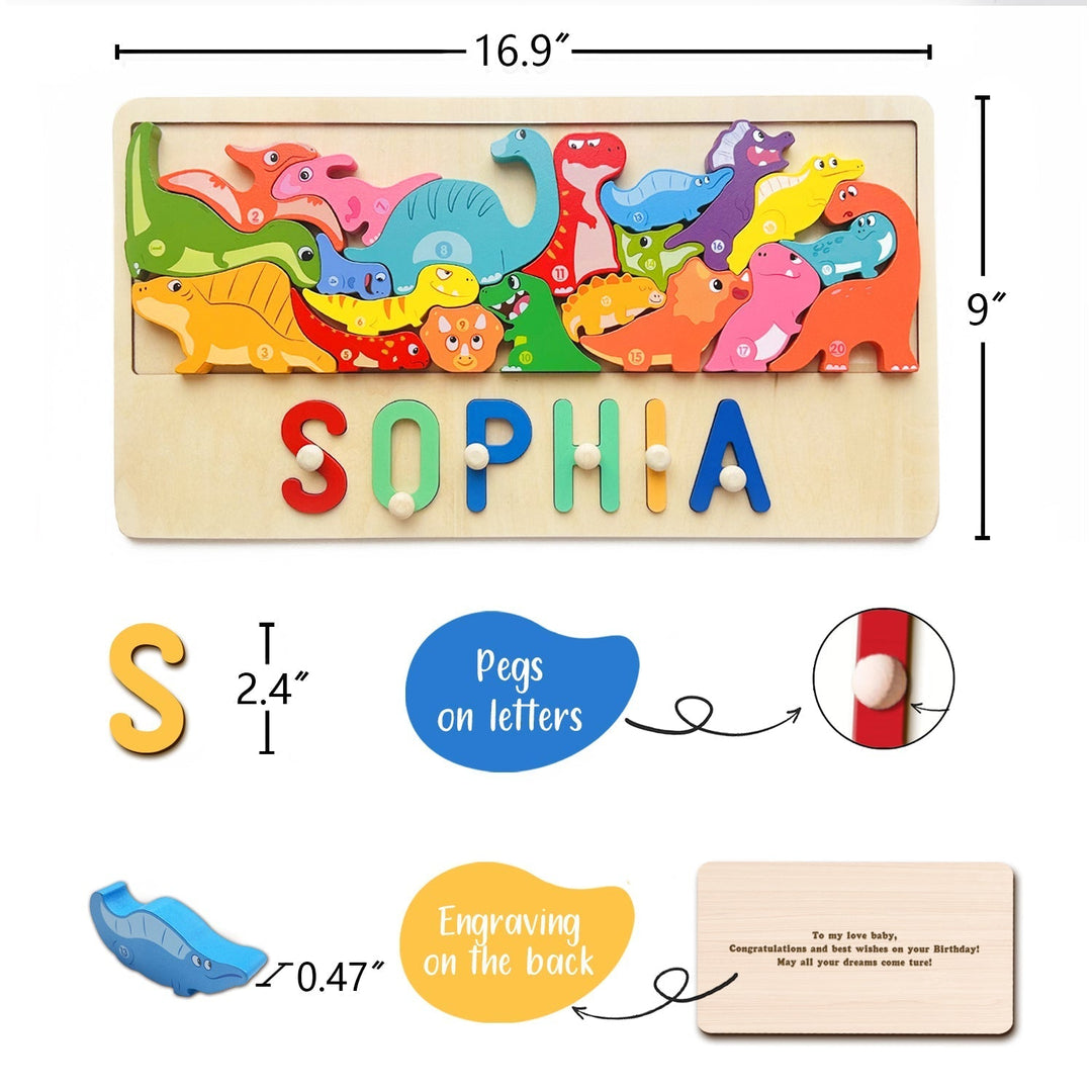 Custom Wooden Dinosaur Stacking Puzzle