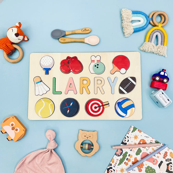 Custom Wooden Baby Name Puzzle with Balls