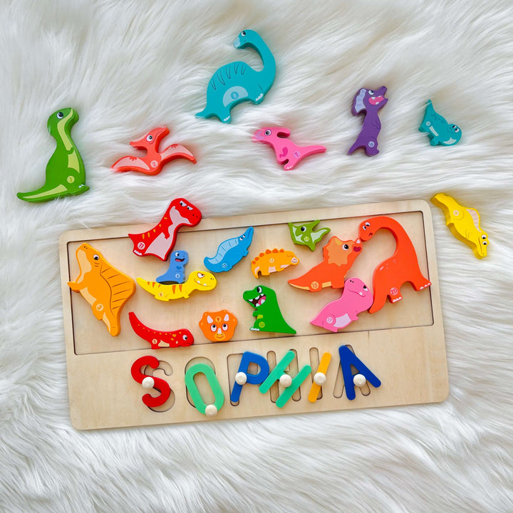 Custom Wooden Dinosaur Stacking Puzzle