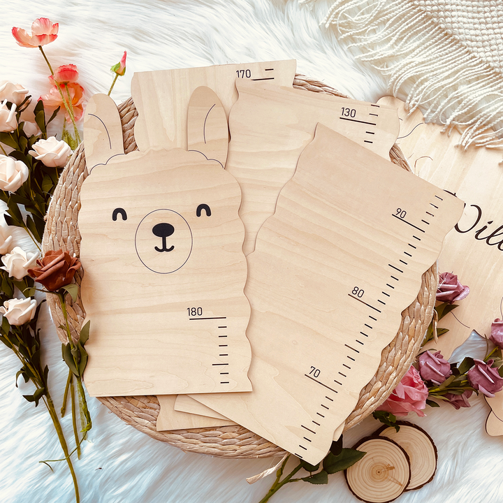 Personalized Name Wooden Growth Chart - Alpaca