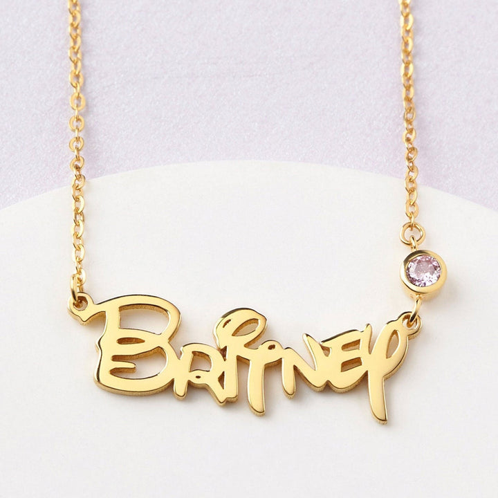 Customized Princess Name Birthstone Necklace