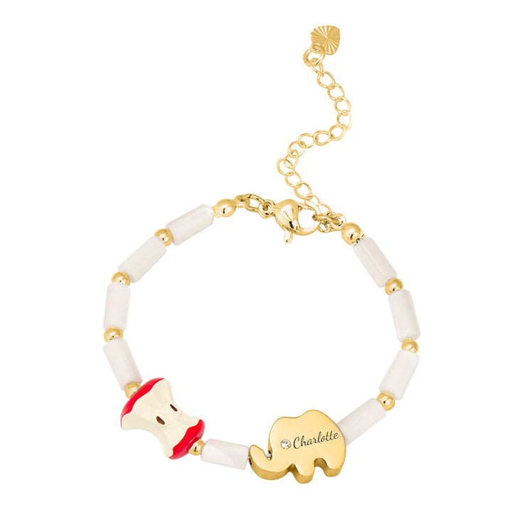 Tiny Elephant Personalized Name Mother-of-Pearl Beads Bracelet