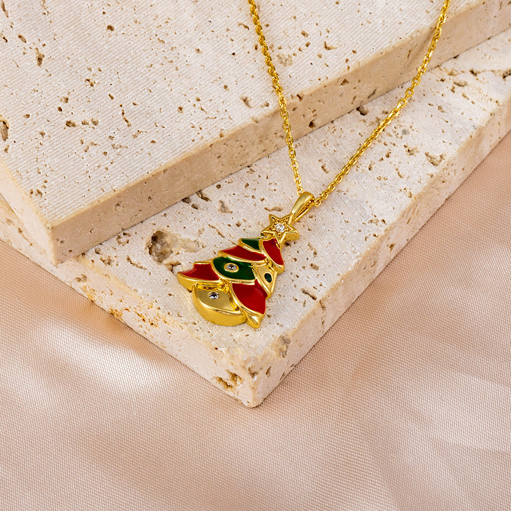 14k Gold Plated Girl's Christmas Holiday Pendant Necklace