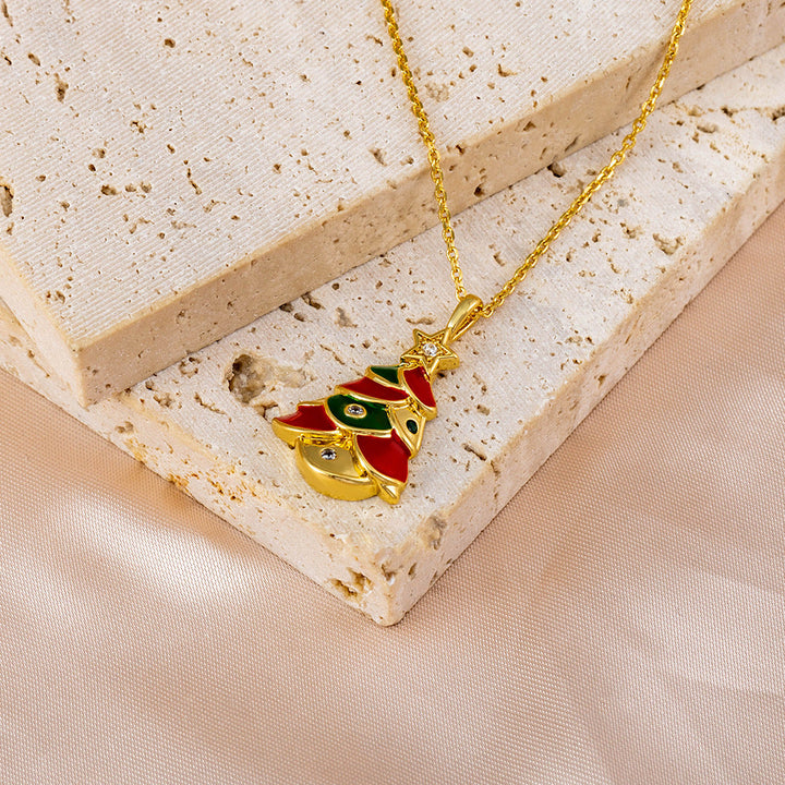 14k Gold Plated Girl's Christmas Holiday Pendant Necklace