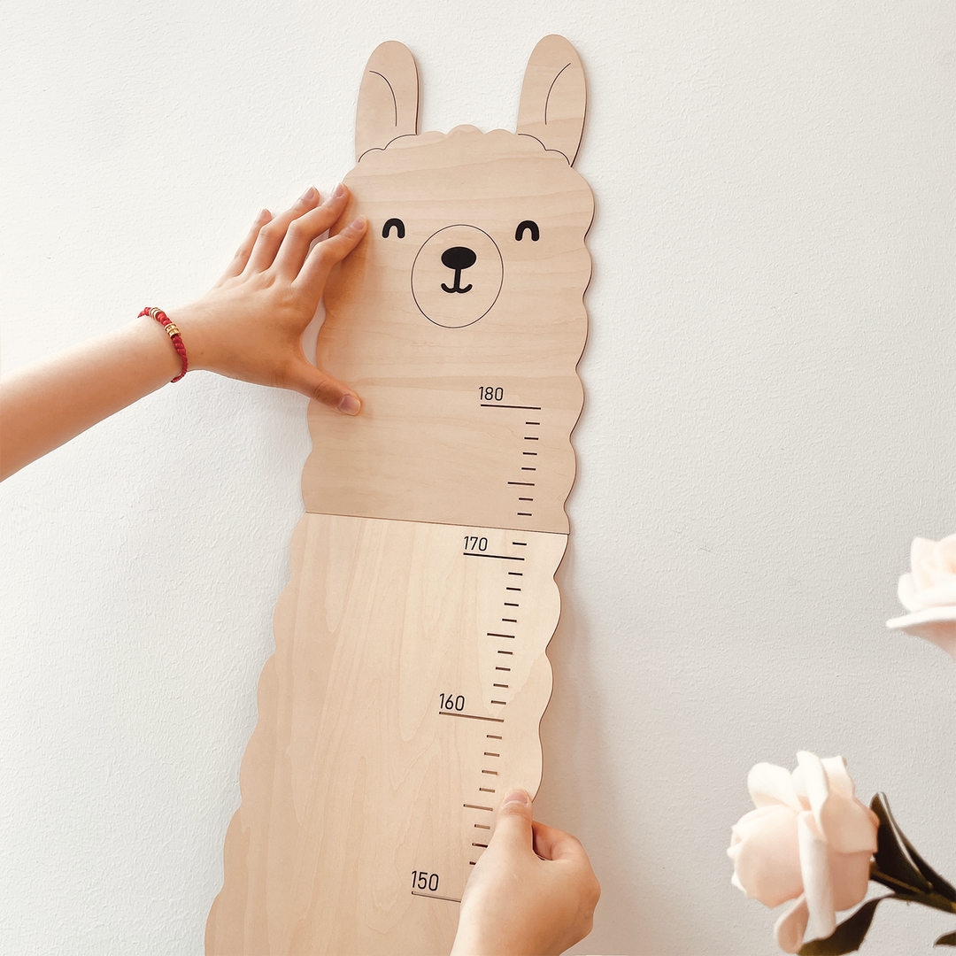 Personalized Name Wooden Growth Chart - Alpaca