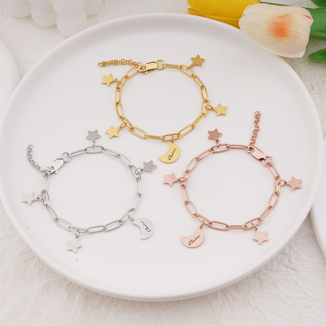 Kids Star and Moon Name Bracelet