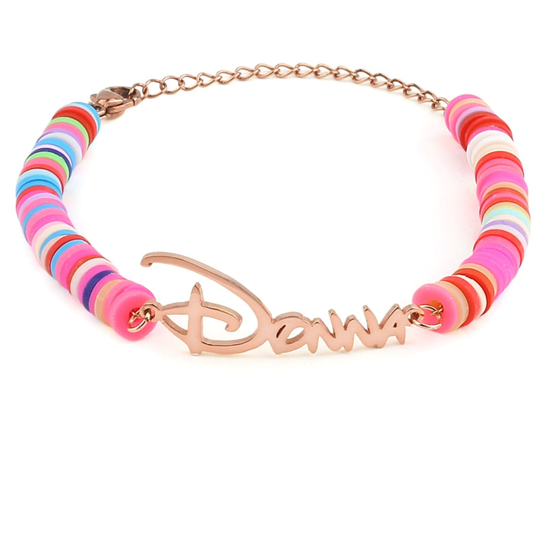 Customized Children's Name Colored Clay Bracelet