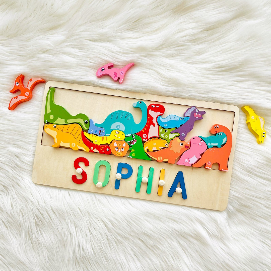 Custom Wooden Dinosaur Stacking Puzzle