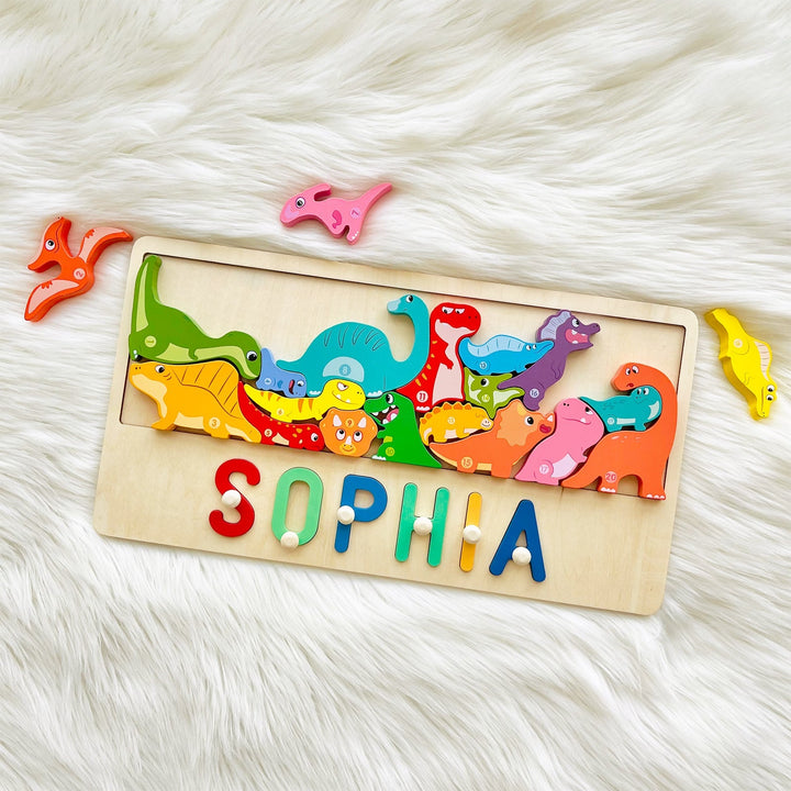 Custom Wooden Dinosaur Stacking Puzzle