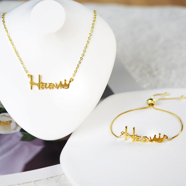 Crown Baby Name Jewelry Set