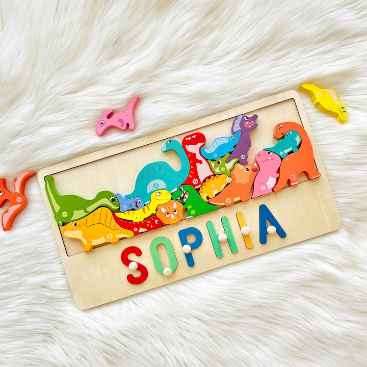 Custom Wooden Dinosaur Stacking Puzzle