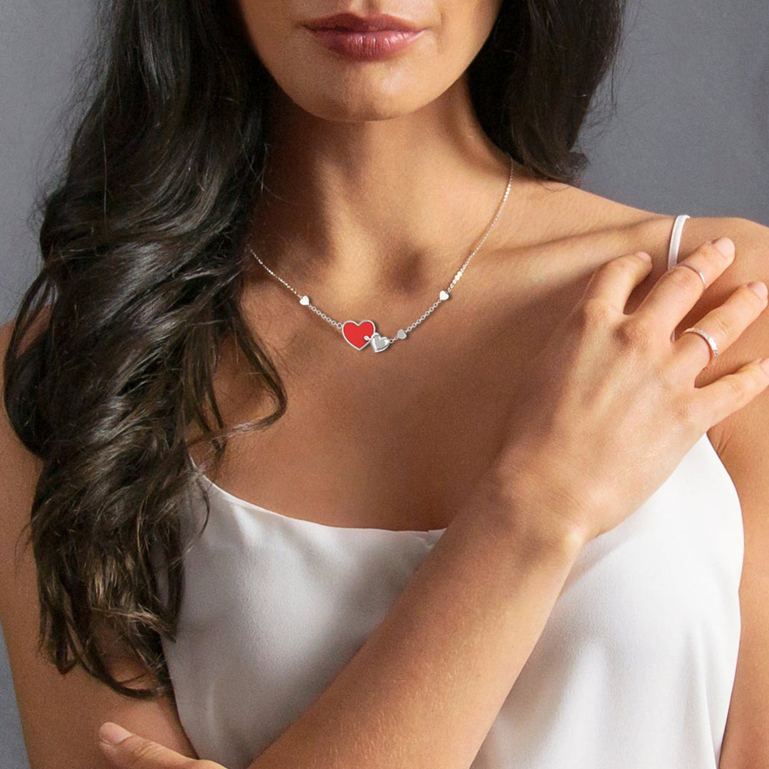 925 Sterling Silver Inseparable Hearts Personalized Name Necklace