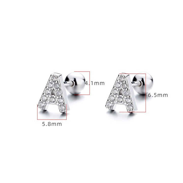 Cubic Zirconia 925 Sterling Silver Girls Initial Earrings