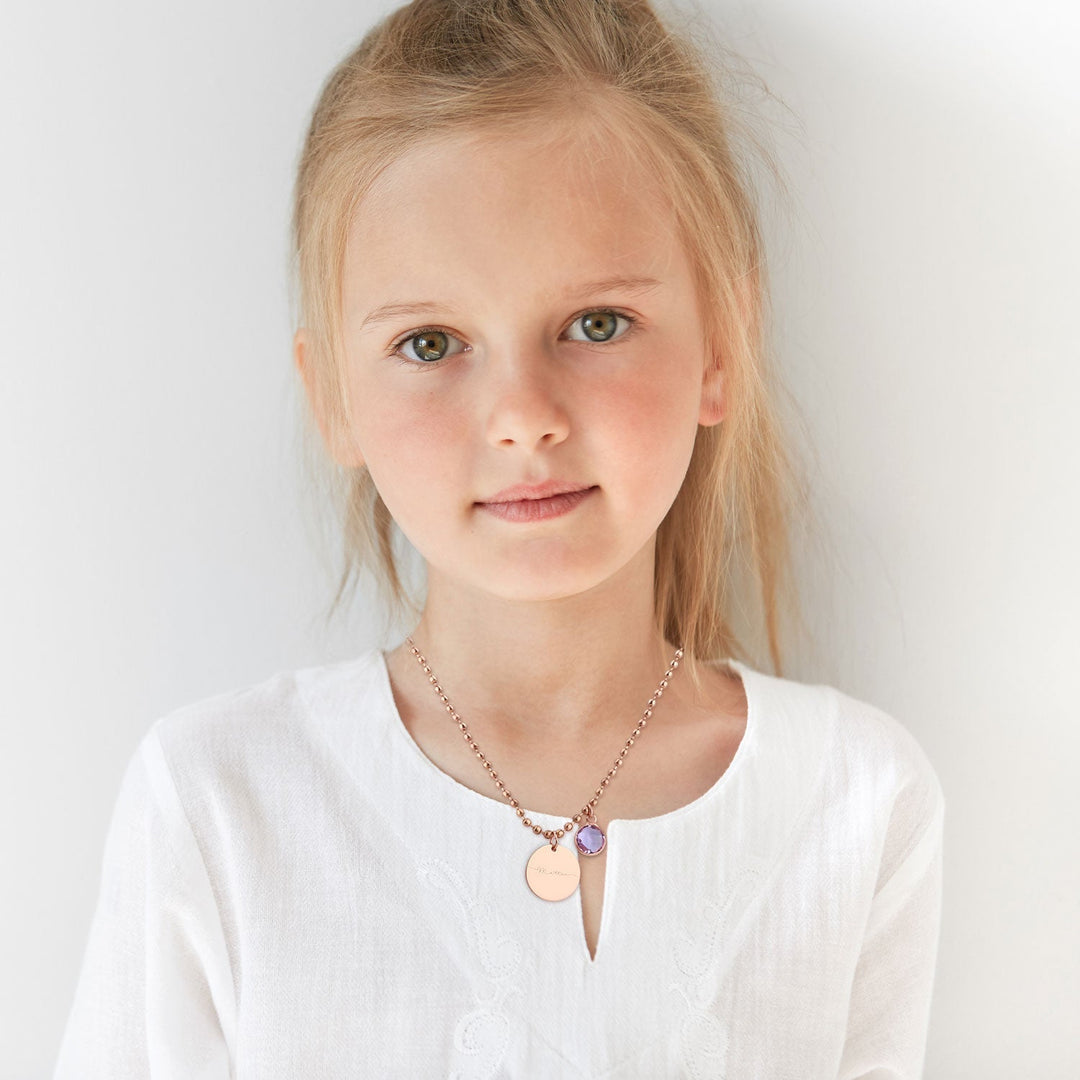 Childrens Birthstone Engravable Necklace