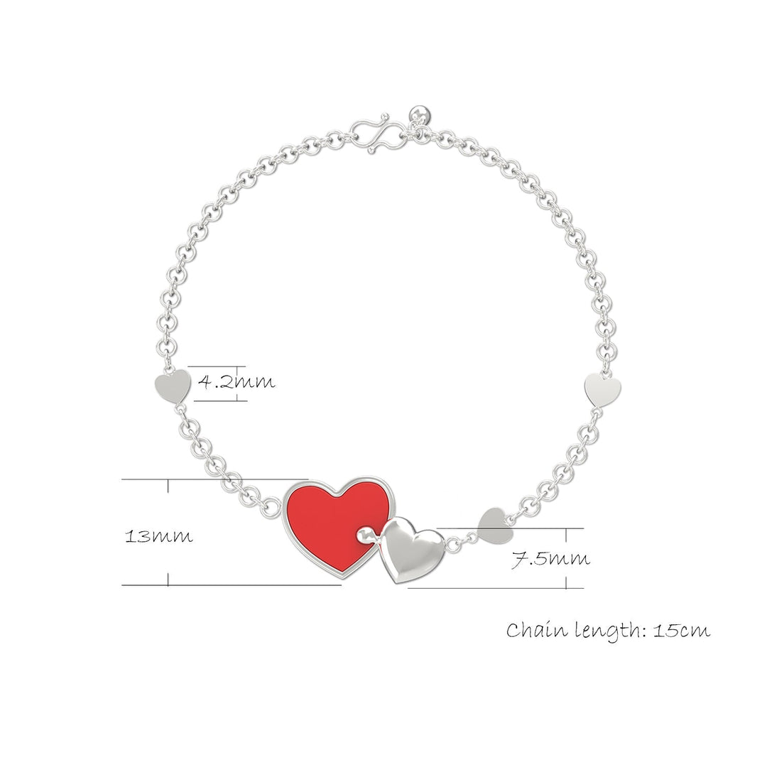 925 Sterling Silver Inseparable Hearts Childrens Name Bracelet