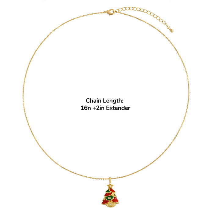 14k Gold Plated Girl's Christmas Holiday Pendant Necklace