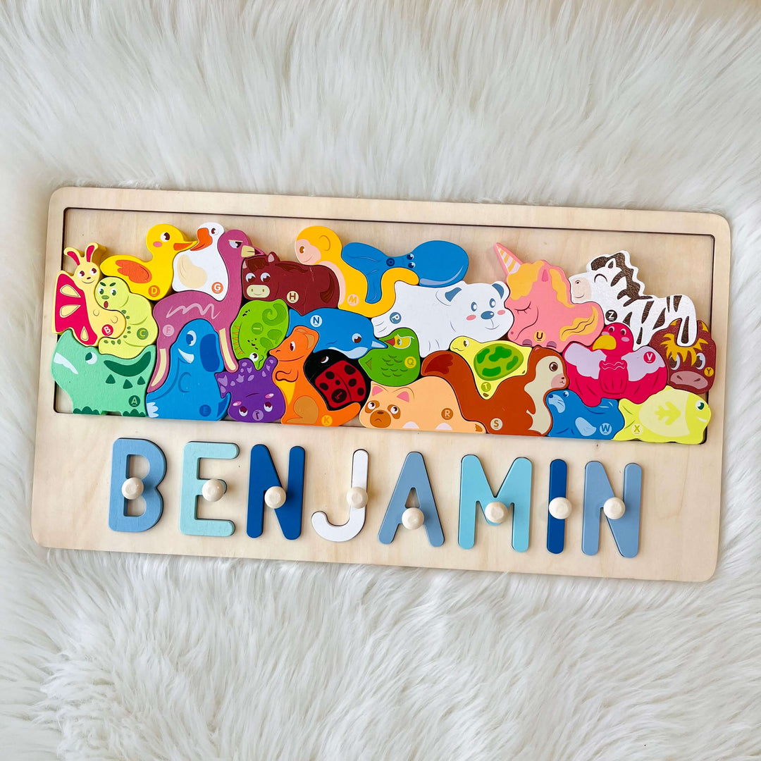 Custom Wooden Animal Stacking Puzzle