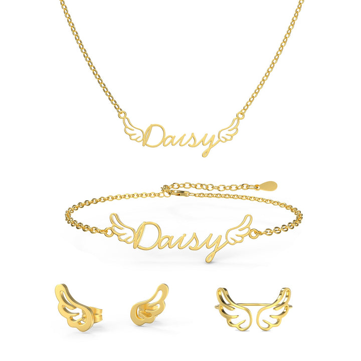 Angel's Wings Personalized Children's Name Jewelry Set