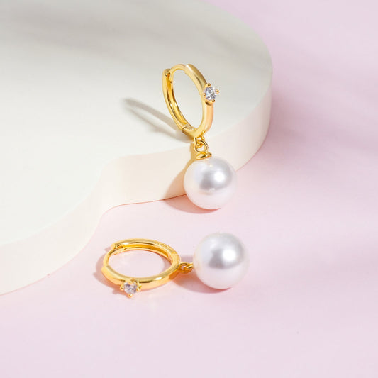 CZ Accent Pearl Drop Girls Earrings