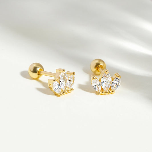 CZ Crown Grils Stud Earrings