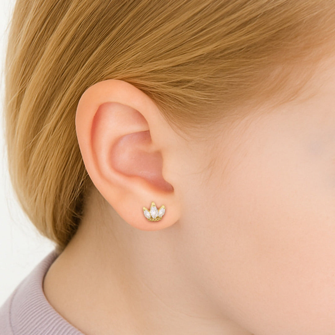 CZ Crown Grils Stud Earrings