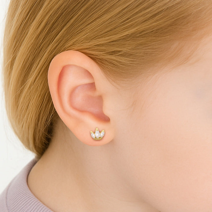 CZ Crown Grils Stud Earrings