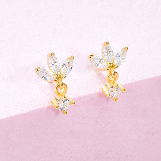 CZ Marquise Floral Dangle Earring for Kids