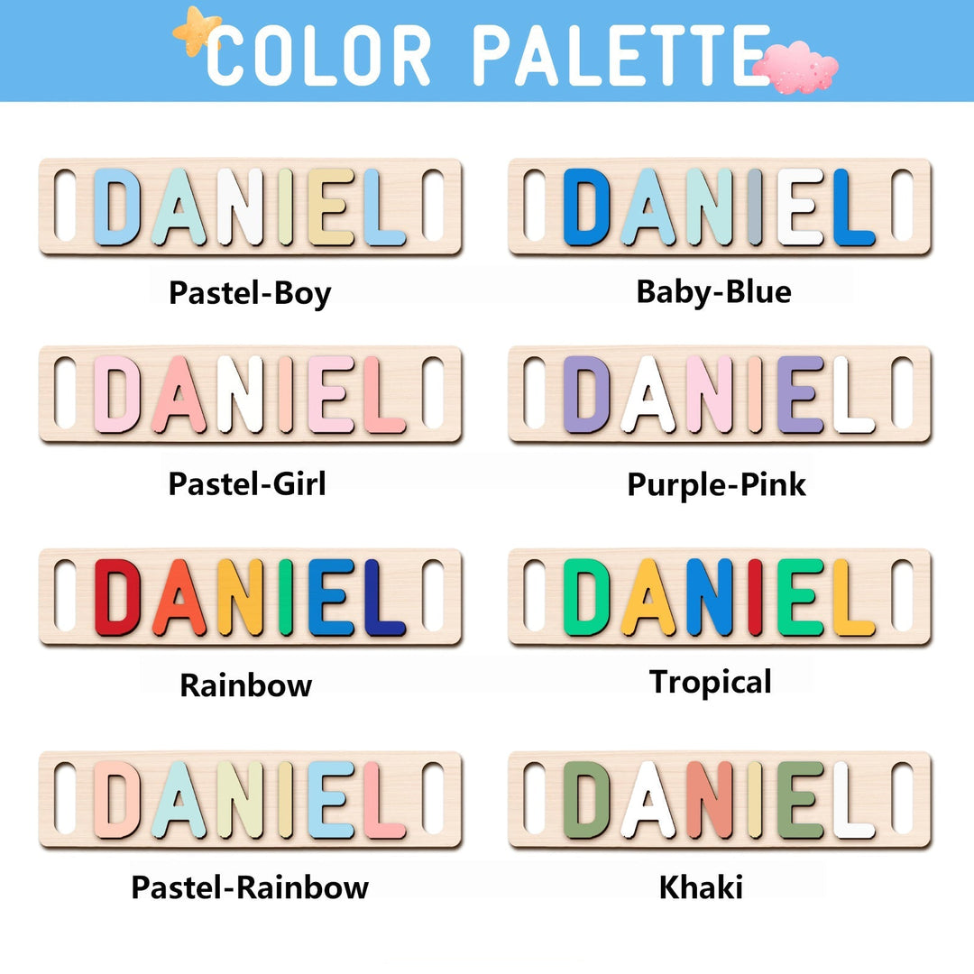 Custom Wooden Baby Name Puzzle with Handle