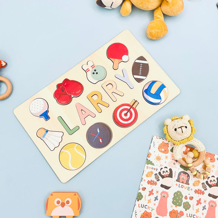 Custom Wooden Baby Name Puzzle with Balls