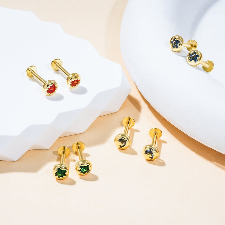Delicate Ocean Creature CZ Girls Earrings