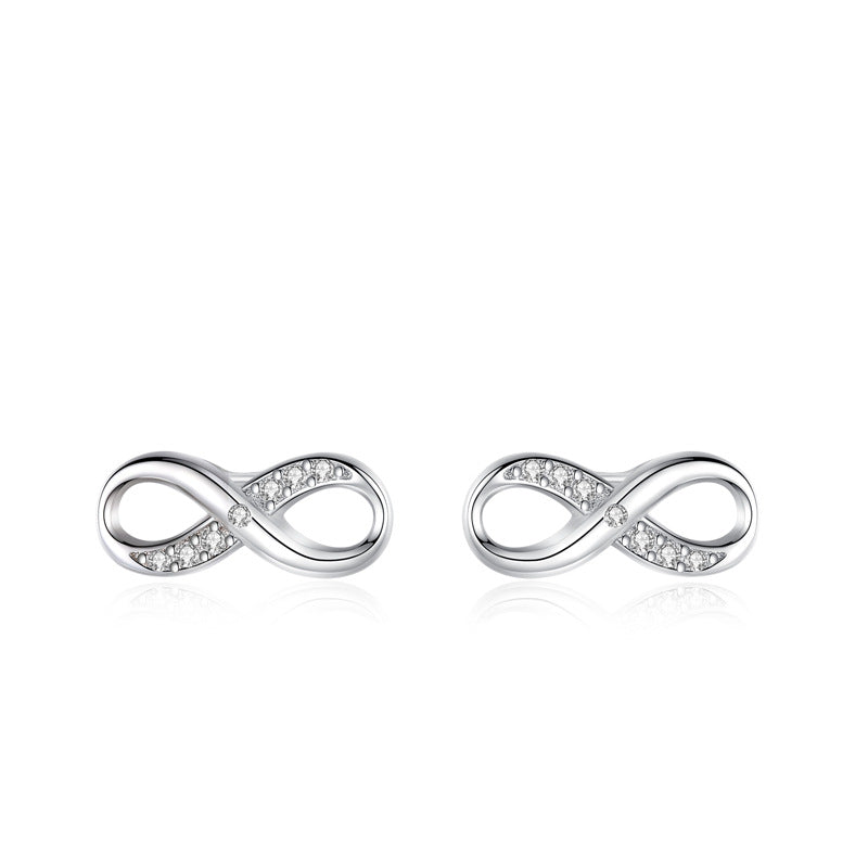 Sterling Silver Infinity Girls Stud Earrings