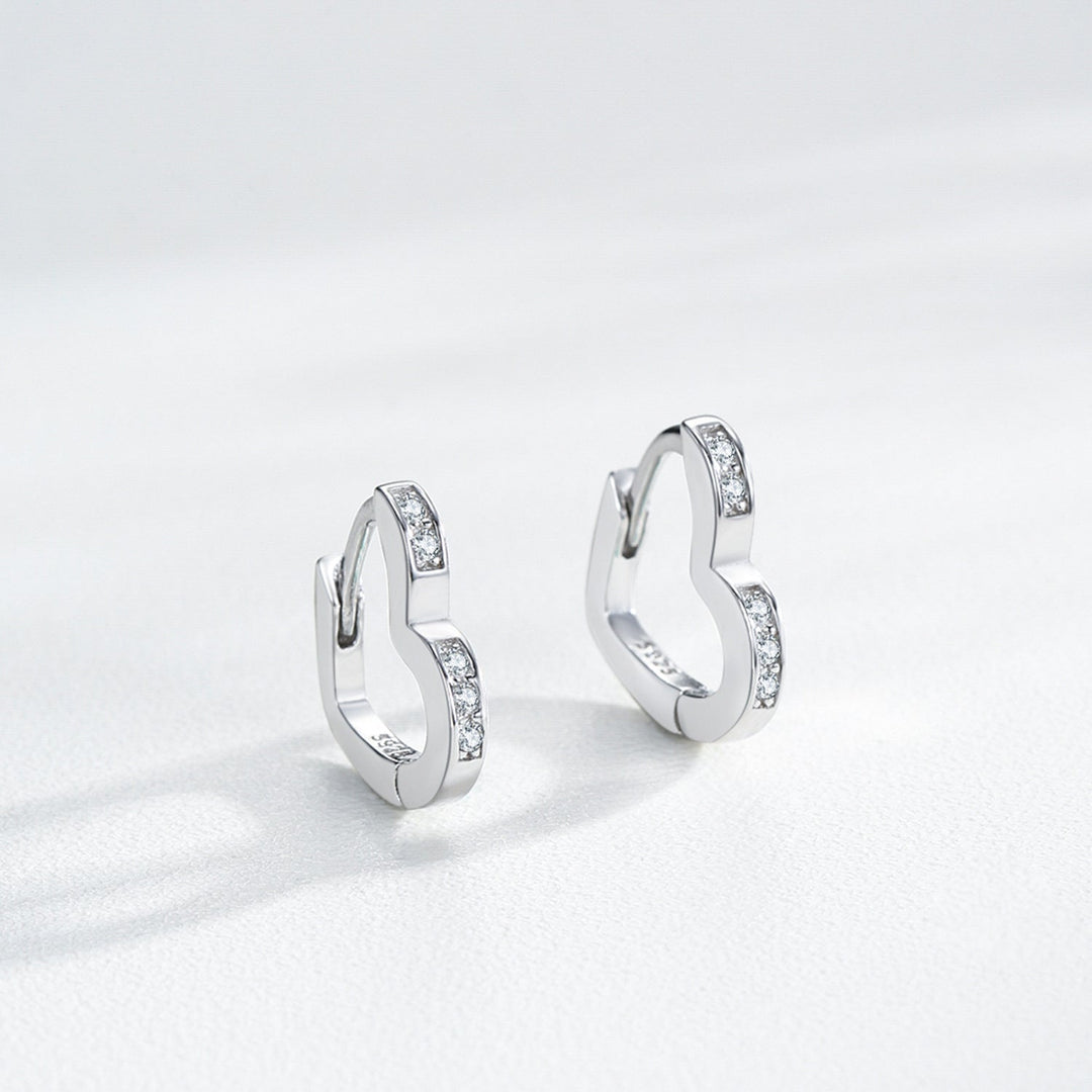 Sterling Silver CZ Heart Huggie Earrings for Girls