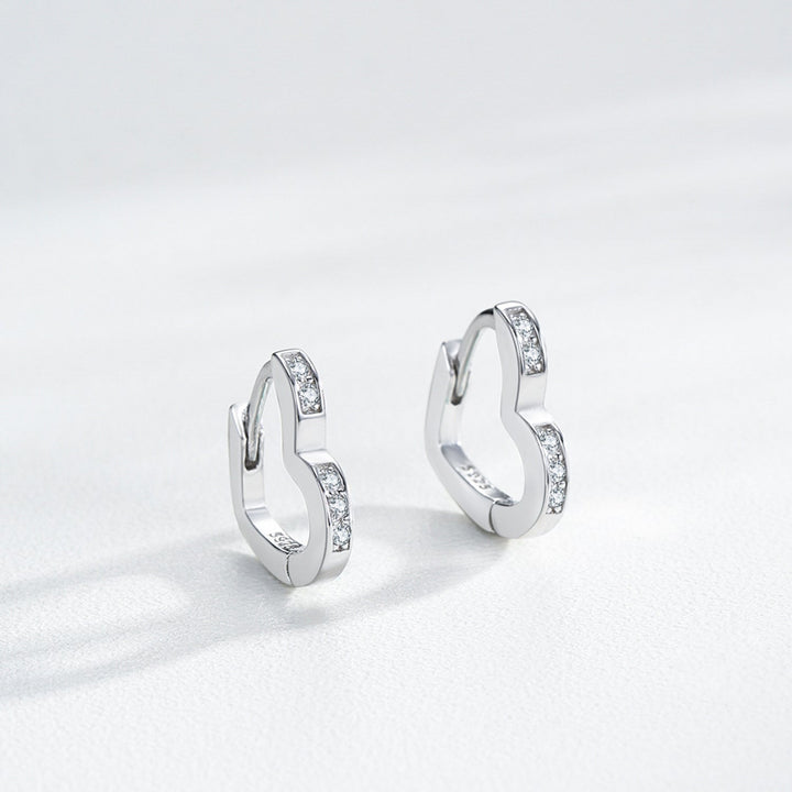 Sterling Silver CZ Heart Huggie Earrings for Girls