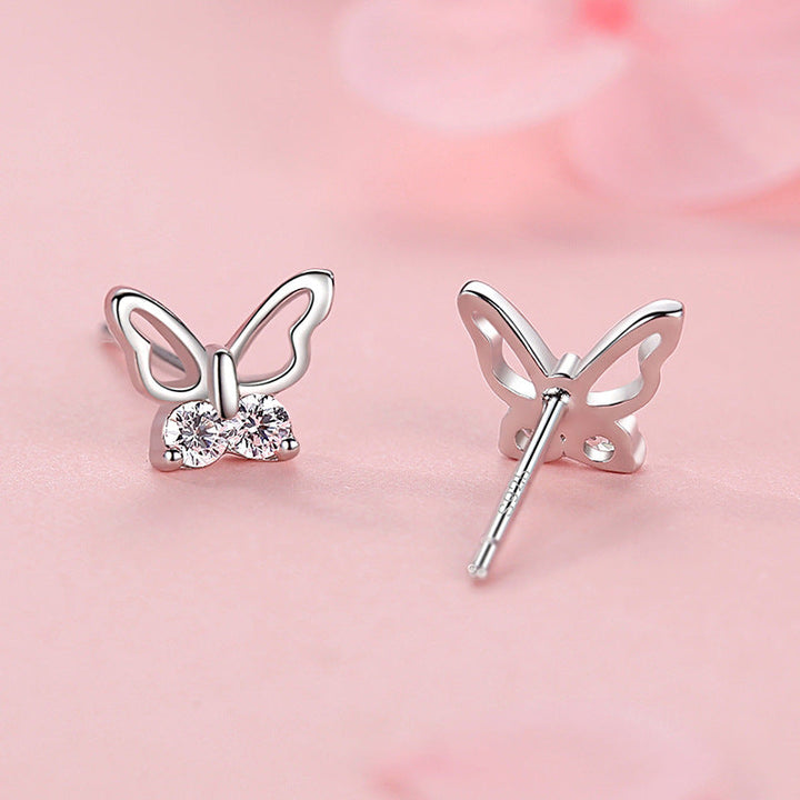 Sterling Silver Butterfly CZ Kids Stud Earrings
