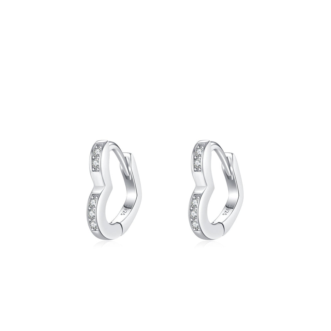 Sterling Silver CZ Heart Huggie Earrings for Girls