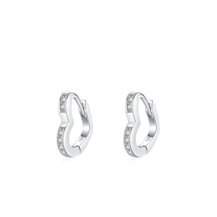 Sterling Silver CZ Heart Huggie Earrings for Girls