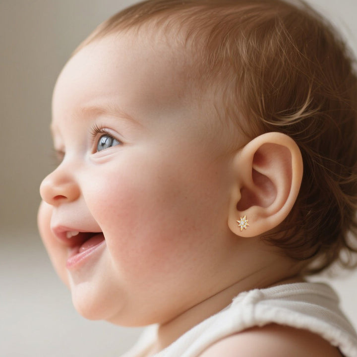 Radiant Starburst CZ Grils Stud Earrings