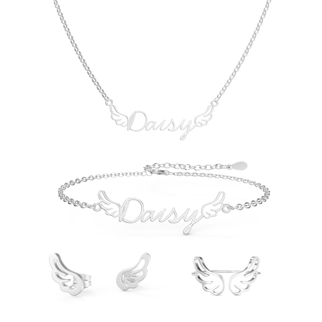 Angel's Wings Personalized Children's Name Jewelry Set