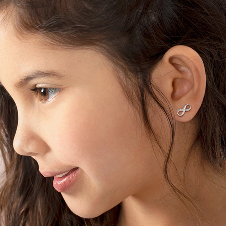 Sterling Silver Infinity Girls Stud Earrings