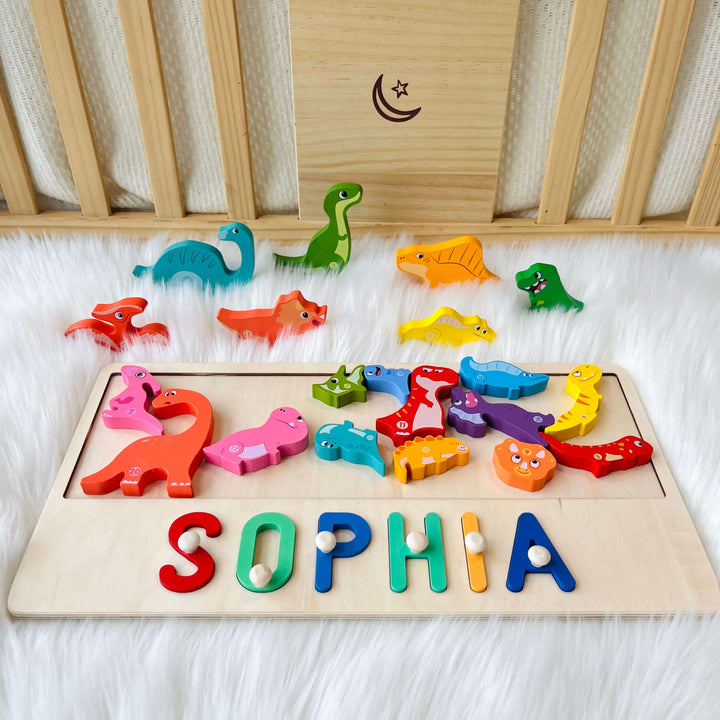 Custom Wooden Dinosaur Stacking Puzzle