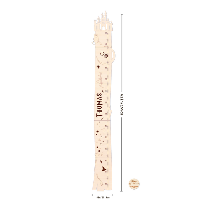 Personalized Wooden Kids Growth Ruler - Castle