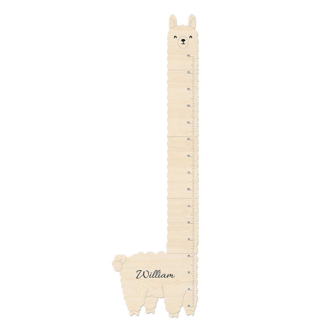 Personalized Name Wooden Growth Chart - Alpaca
