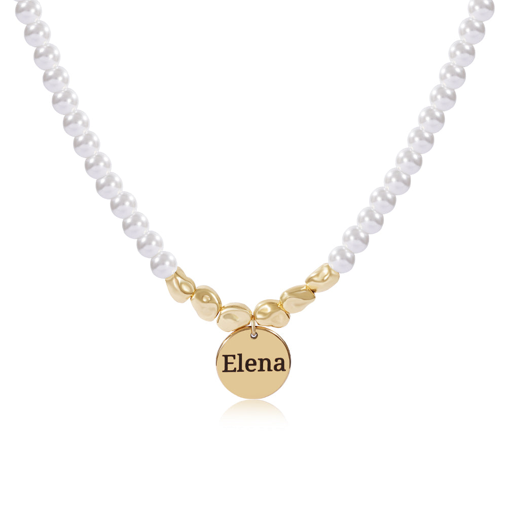 Personalized Girl's Name Charm Pearl Necklace